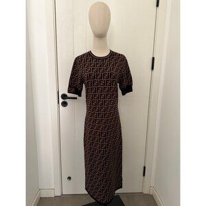 Fendi Tan and Black Monogram Dress
